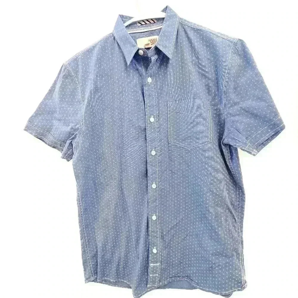 1901 Dress Shirt‎ Small Blue Short Sleeve Pattern 100% Cotton